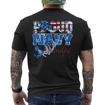 Proud Navy Grandpa Patriotic Sailor Grandparents Day Men's T-shirt Back Print - Monsterry