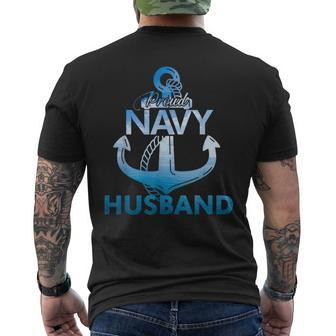 Proud Navy Husband Lover Veterans Day Men's T-shirt Back Print - Monsterry