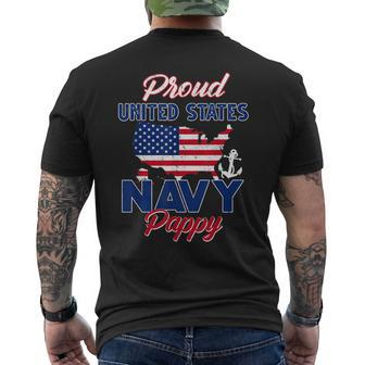 Proud Navy Pappy Us Flag Family S Army Military Mens Back Print T-shirt - Seseable