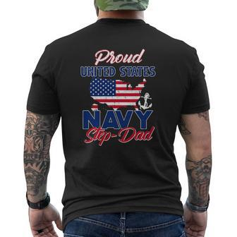 Proud Navy Step-Dad Us Flag Family S Army Military Mens Back Print T-shirt | Mazezy DE