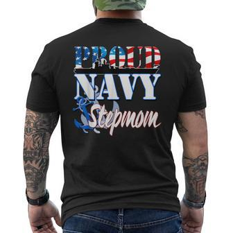 Proud Navy Stepmom Usa Patriotic Men's T-shirt Back Print - Monsterry