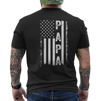 Proud Papa American Flag Fathers Day Grandpa For Men Men's T-shirt Back Print - Seseable
