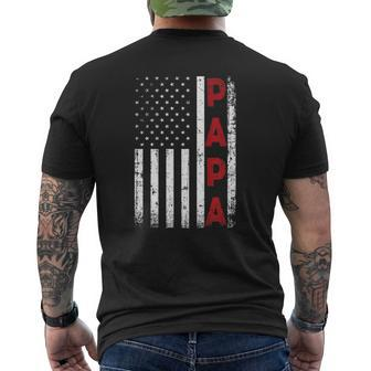 Proud Papa Usa Flag Fathers Day From Grandchildren Mens Back Print T-shirt | Mazezy