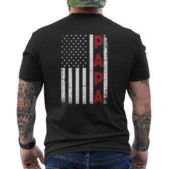 Proud Papa Usa Flag Father's Day Tee From Grandchildren Mens Back Print T-shirt | Mazezy