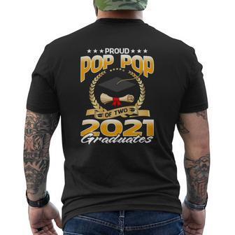 Proud Pop Pop Of Two 2021 Graduates Mens Back Print T-shirt | Mazezy