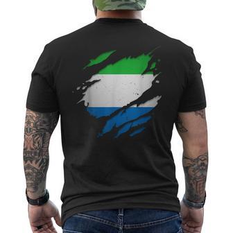 Proud Sierra Leonean Torn Ripped Sierra Leone Flag Men's T-shirt Back Print - Monsterry UK