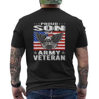 Proud Son Of Us Army Veteran Patriotic Military Family Mens Back Print T-shirt - Thegiftio