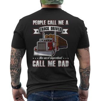 Proud Trucker Dad Truck Driver For Father's Day Men's T-shirt Back Print - Monsterry AU