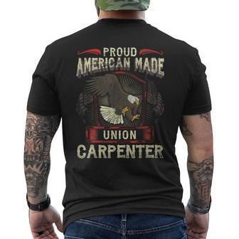 Proud Union Master Carpenter Worker Eagle American Men's T-shirt Back Print - Monsterry CA