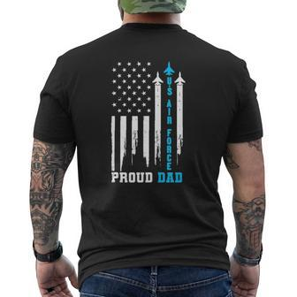 Proud Us Air Force Dad Rocket America Flag Father's Day Mens Back Print T-shirt | Mazezy