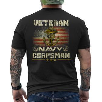 Proud Veteran Navy Corpsman For Men Men's T-shirt Back Print - Monsterry