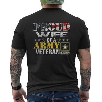 Proud Wife Of A Army Veteran American Flag Mens Back Print T-shirt - Seseable