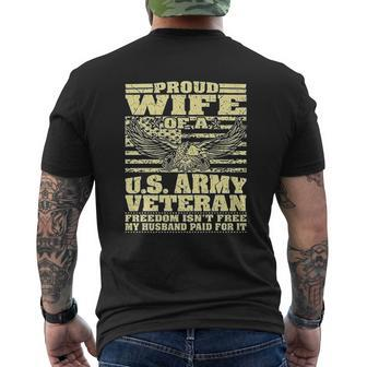 Proud Wife Of An Army Veteran Military Freedom Isnt Free Mens Back Print T-shirt - Thegiftio