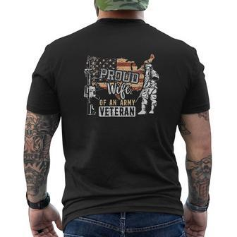 Proud Wife Of An Army Veteran Military Veterans Mens Back Print T-shirt - Thegiftio
