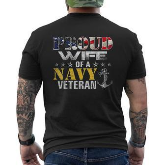 Proud Wife Of A Navy Veteran American Flag Military Mens Back Print T-shirt - Thegiftio UK