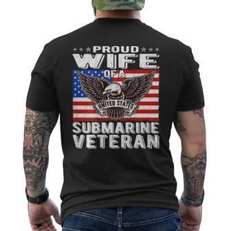 Proud Wife Of Us Submarine Veteran Patriotic Military Spouse V2 Mens Back Print T-shirt - Seseable