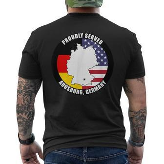 Proudly Served Augsburg Germany Military Veteran Army Vet Men's T-shirt Back Print - Monsterry DE