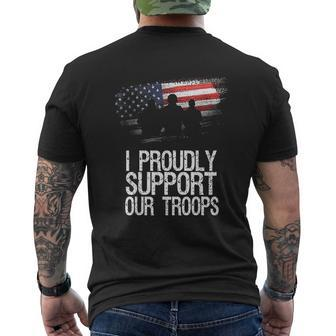 I Proudly Support Our Troops Veteran Day Vintage Usa Flag Mens Back Print T-shirt - Thegiftio