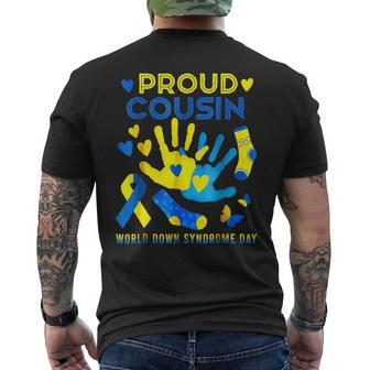 Prouds Cousin T21 World Down Syndrome Awareness Day Ribbon Men's T-shirt Back Print - Seseable
