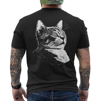 Psychedelic Cat Festival Edm Trippy Illusion Kitty Rave Cats Men's T-shirt Back Print - Monsterry DE