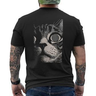 Psychedelic Cat Gothic Dark Aesthetic Crust Punk Grunge Men's T-shirt Back Print - Monsterry