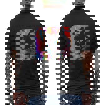 Psychedelic Trippy Glitch Cat 80S 90S Vaporwave Synthwave Men's T-shirt Back Print - Thegiftio