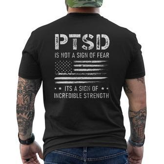 Ptsd Awareness American Flag Veteran Soldier Mental Health Mens Back Print T-shirt | Mazezy