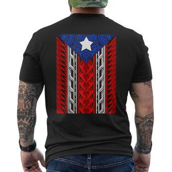 Puerto Rican Tribal Flag Modern Boricua Puerto Rico Men's T-shirt Back Print - Monsterry