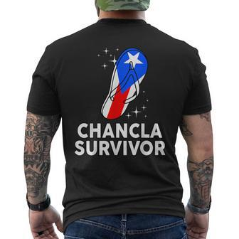Puerto Rico Hispanic Heritage Month Chancla Survivor Rican Men's T-shirt Back Print - Seseable