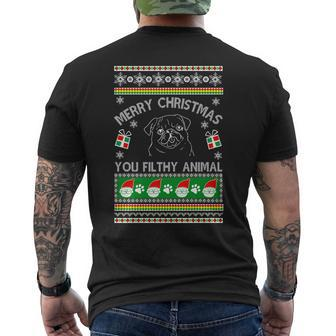Pug Dog Merry Christmas You Filthy Animal Mens Back Print T-shirt - Seseable