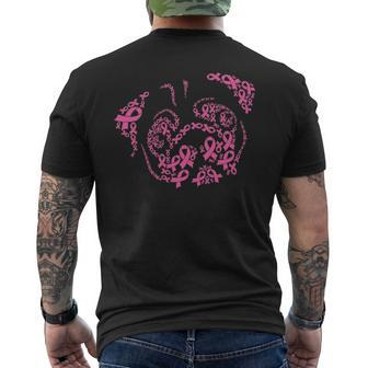 Pug Face Breast Cancer Awareness Cute Dog Pink Ribbon Men's T-shirt Back Print | Mazezy