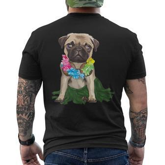 Pug Hawaiian Hula Dance Cool Aloha Animal Men's T-shirt Back Print - Monsterry