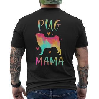 Pug Mama Colorful Pug Dog Mom Men's T-shirt Back Print | Mazezy