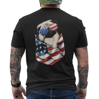Pug In Pocket Dog 4Th July Usa Flag Men's T-shirt Back Print | Mazezy