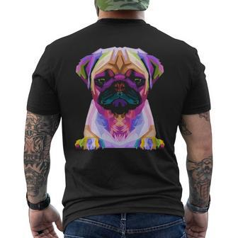 Pug Pop Art Colorful Portrait Carlino For Dog Lovers Men's T-shirt Back Print | Mazezy