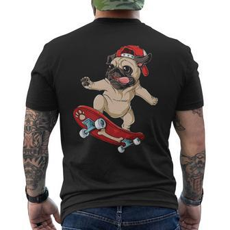 Pug Skateboard Dog Puppy Skater Skateboarding Men's T-shirt Back Print | Mazezy AU