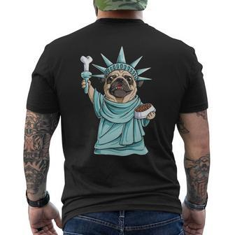 Pug Statue Of Liberty 4Th Of July Dog Lover Men's T-shirt Back Print | Mazezy
