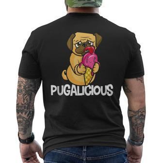 Pugalicious Pug Lovers Ice Cream Lovers Pugs Men's T-shirt Back Print - Monsterry UK