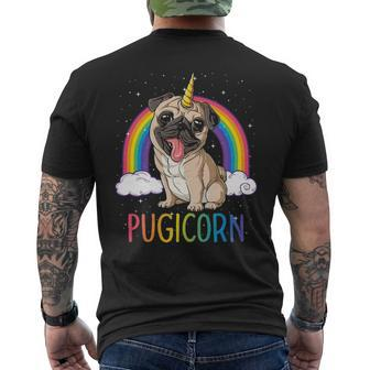 Pugicorn Pug Unicorn Girls Kids Space Galaxy Rainbow Men's T-shirt Back Print | Mazezy