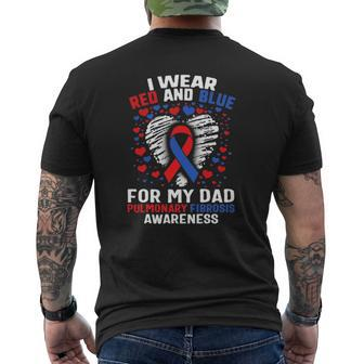 Pulmonary Fibrosis I Wear Red Blue For Dad Awareness Ribbon Mens Back Print T-shirt | Mazezy