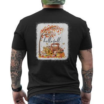 Pumpkin Leopard Hello Fall Happy Fall Y'all Fall Season Mens Back Print T-shirt - Thegiftio UK