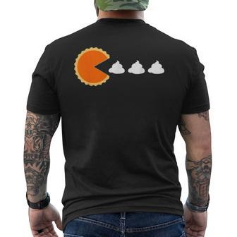 Pumpkin Pie Eating Whip Cream Gamer Thanksgiving Men's T-shirt Back Print - Monsterry