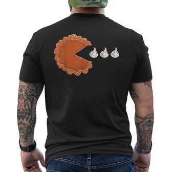 Pumpkin Pie Eating Whipped Cream Thanksgiving Men's T-shirt Back Print - Monsterry AU