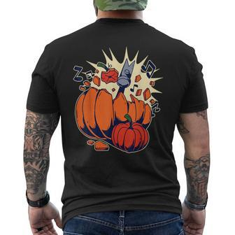 Pumpkin Smashing Men's T-shirt Back Print - Monsterry