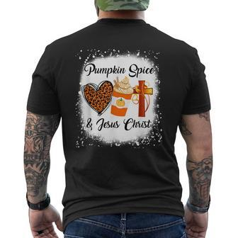 Pumpkin Spice And Jesus Christ Leopard Heart Coffee Mens Back Print T-shirt - Thegiftio UK