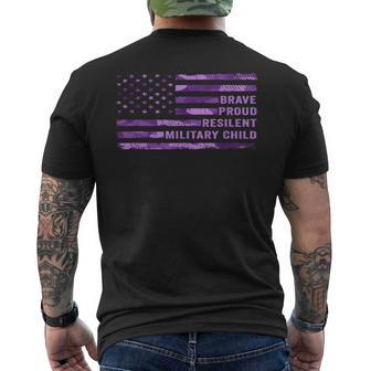 Purple Up Military Kid Us Flag Military Child Month Adult Men's T-shirt Back Print - Monsterry CA