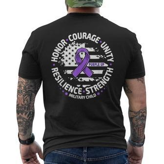 Purple Up For Military Kid Us Flag Cool Military Child Month Men's T-shirt Back Print | Mazezy CA