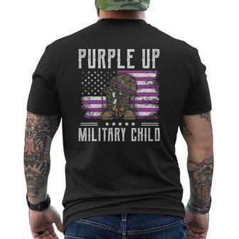 I Purple Up Month Of Military Child Kids Boots Us Flag Mens Back Print T-shirt | Mazezy