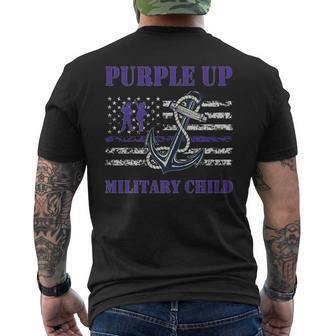 Purple Up Month Of Military Child Kids Navy Us Flag Vintage Men's T-shirt Back Print - Monsterry