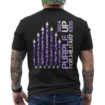 Purple Up Month Of Military Child Usa Ocp Camo Flag 2024 Men's T-shirt Back Print - Monsterry